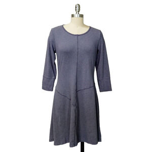 Blue Canoe Slub Puzzle Dress Size S Blue 3/4 Sleeve Organic Cotton Blend Soft